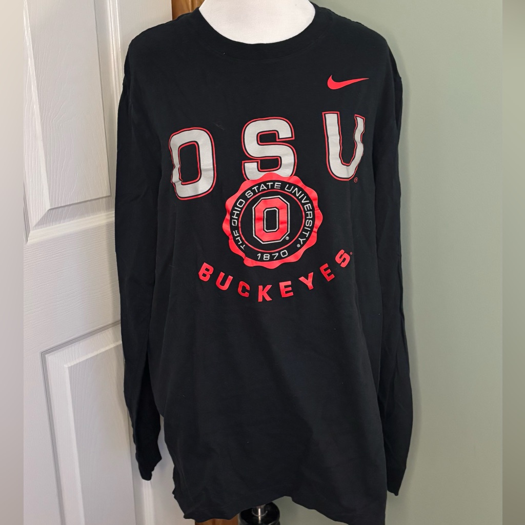 Nike Black And Red Long Sleeve Men's Ohio State Buckeyes Tee